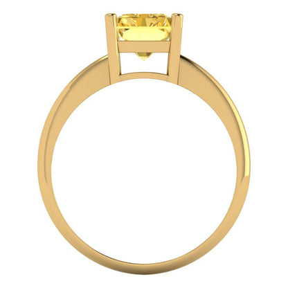 2.5 cttw Zirconia Simulated Yellow Diamond Solitaire  Engagement Ring - Solid Gold (VVS1, Radiant Cut,8.5x6.5mm)
