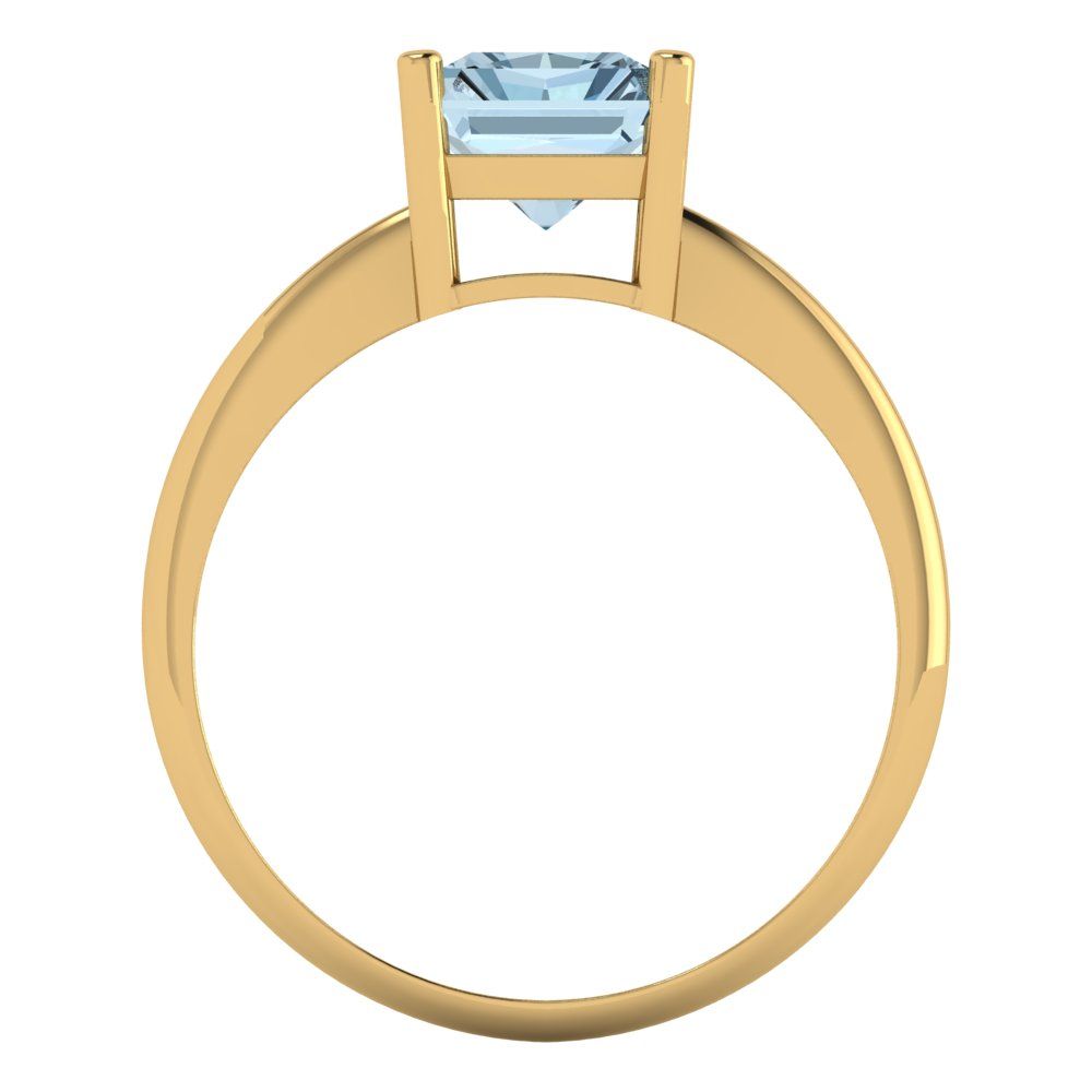 2.5 cttw Zirconia Simulated Blue Diamond Solitaire  Engagement Ring - Solid Gold (VVS1, Radiant Cut,8.5x6.5mm)