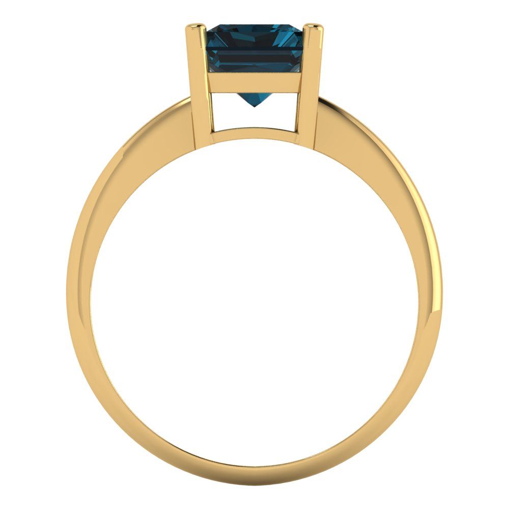 2.5 cttw Natural London Blue Topaz Solitaire  Engagement Ring - Solid Gold (Radiant Cut,8.5x6.5mm)