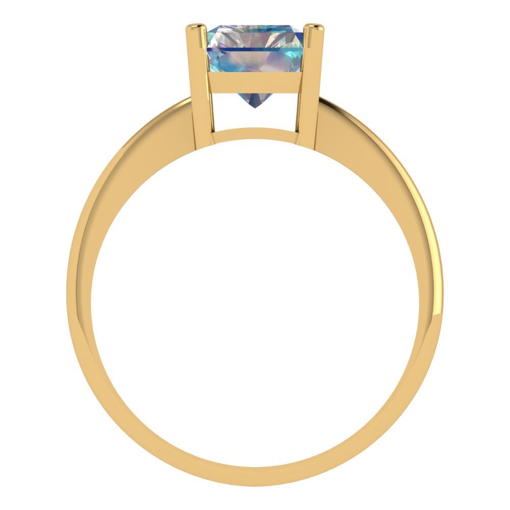 2.5 cttw Blue Moissanite Solitaire  Engagement Ring - Solid Gold (Radiant Cut,8.5x6.5mm)