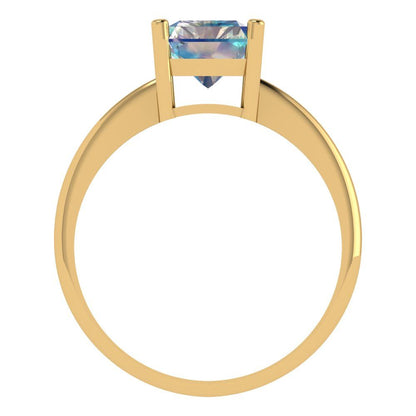 2.5 cttw Blue Moissanite Solitaire  Engagement Ring - Solid Gold (Radiant Cut,8.5x6.5mm)