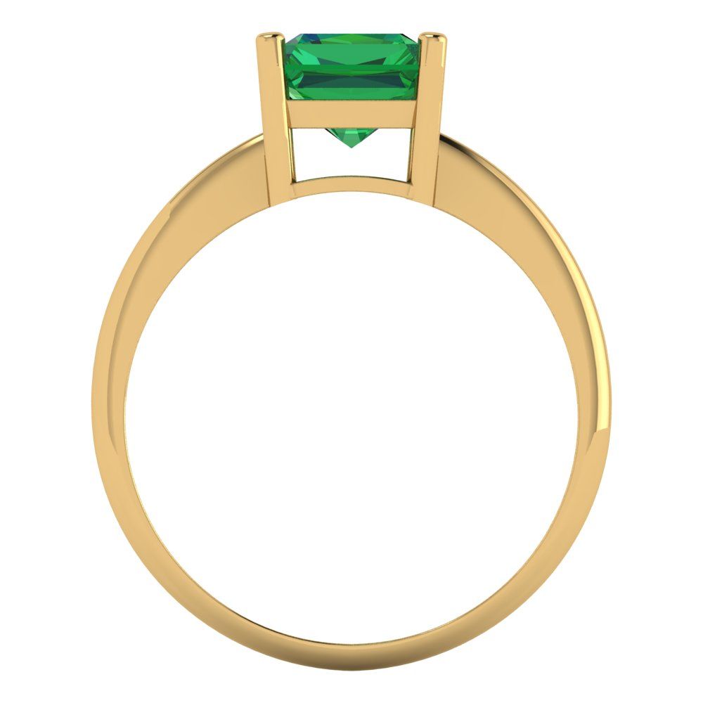 2.5 cttw Simulated Emerald Solitaire  Engagement Ring - Solid Gold (Radiant Cut,8.5x6.5mm)