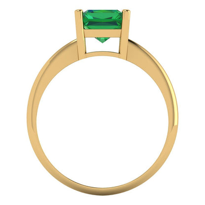 2.5 cttw Simulated Emerald Solitaire  Engagement Ring - Solid Gold (Radiant Cut,8.5x6.5mm)