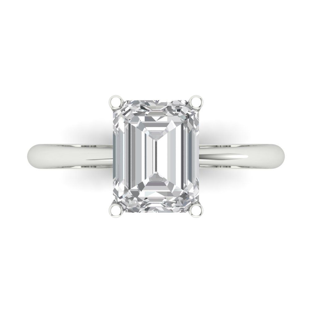 2.5 cttw White Sapphire Solitaire  Engagement Ring - Solid Gold (Radiant Cut,8.5x6.5mm)