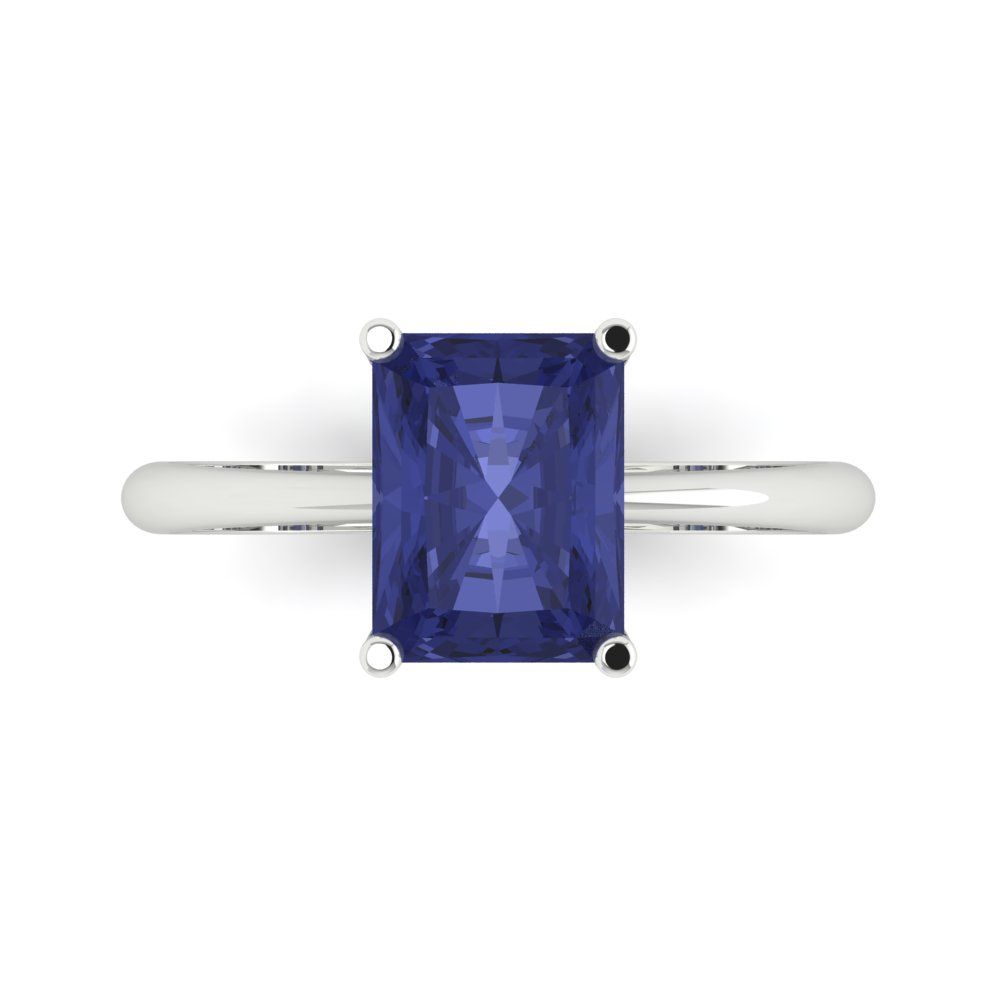 2.5 cttw Simulated Tanzanite Solitaire  Engagement Ring - Solid Gold (Radiant Cut,8.5x6.5mm)