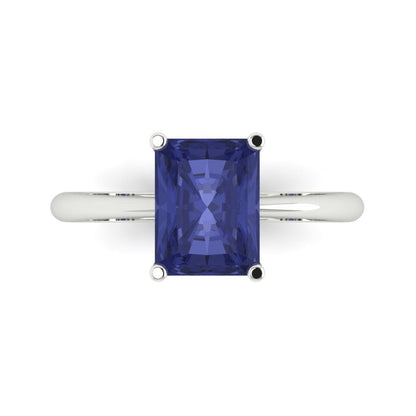 2.5 cttw Simulated Tanzanite Solitaire  Engagement Ring - Solid Gold (Radiant Cut,8.5x6.5mm)