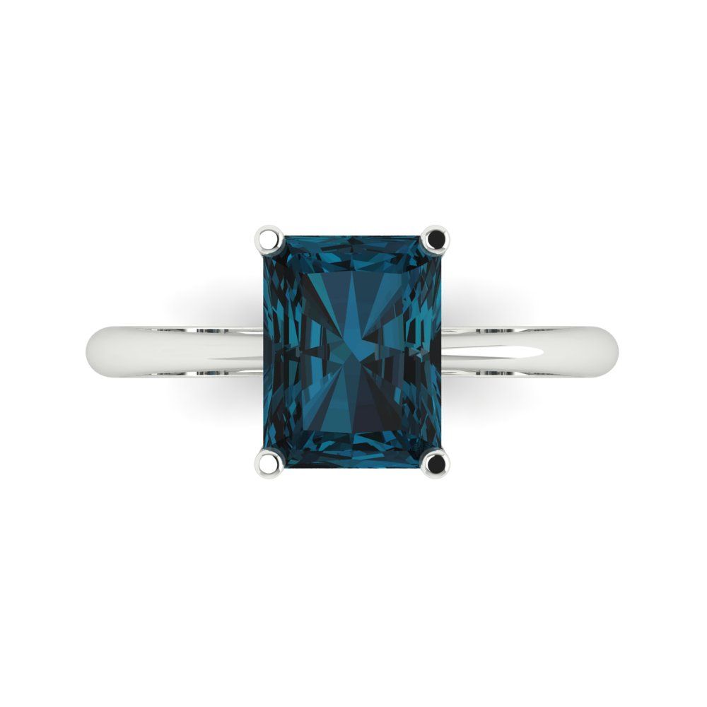 2.5 cttw Natural London Blue Topaz Solitaire  Engagement Ring - Solid Gold (Radiant Cut,8.5x6.5mm)