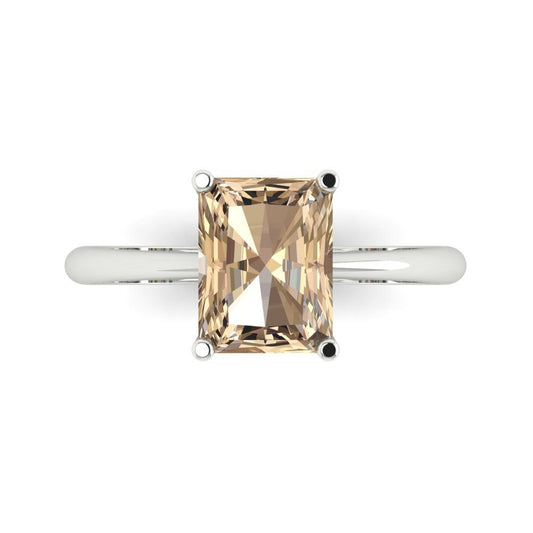 2.5 cttw Yellow Moissanite Solitaire  Engagement Ring - Solid White Gold (VVS1, Radiant Cut,8.5x6.5mm)