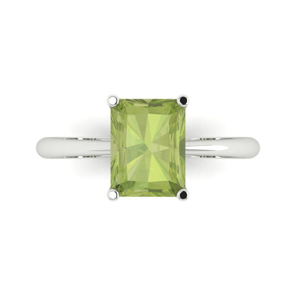2.5 cttw Natural Peridot Solitaire  Engagement Ring - Solid Gold (Radiant Cut,8.5x6.5mm)