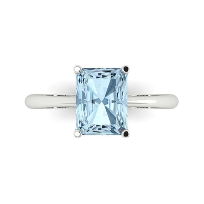 2.5 cttw Natural Swiss Blue Topaz Solitaire  Engagement Ring - Solid Gold (Radiant Cut,8.5x6.5mm)