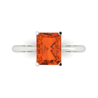 2.5 cttw Zirconia Simulated Red Diamond Solitaire  Engagement Ring - Solid White Gold (VVS1, Radiant Cut,8.5x6.5mm)