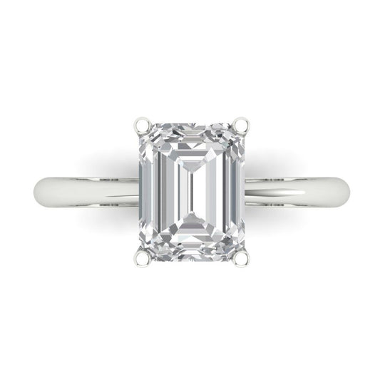 2.5 cttw Zirconia Simulated Diamond Solitaire  Engagement Ring - Solid White Gold (VVS1, Radiant Cut,8.5x6.5mm)