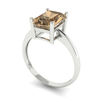 2.5 cttw Zirconia Simulated Champagne Diamond Solitaire  Engagement Ring - Solid White Gold (VVS1, Radiant Cut,8.5x6.5mm)