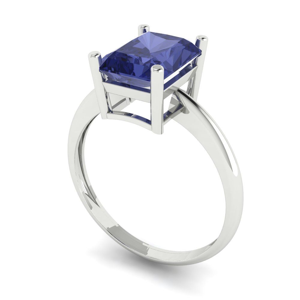2.5 cttw Simulated Tanzanite Solitaire  Engagement Ring - Solid Gold (Radiant Cut,8.5x6.5mm)