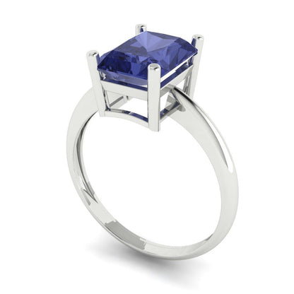 2.5 cttw Simulated Tanzanite Solitaire  Engagement Ring - Solid Gold (Radiant Cut,8.5x6.5mm)