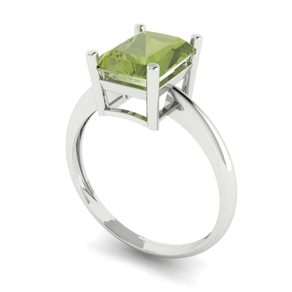 2.5 cttw Natural Peridot Solitaire  Engagement Ring - Solid Gold (Radiant Cut,8.5x6.5mm)