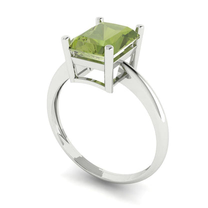 2.5 cttw Natural Peridot Solitaire  Engagement Ring - Solid Gold (Radiant Cut,8.5x6.5mm)