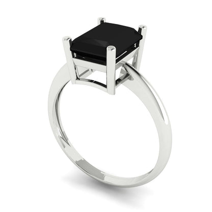 2.5 cttw Natural Onyx Solitaire  Engagement Ring - Solid Gold (Radiant Cut,8.5x6.5mm)