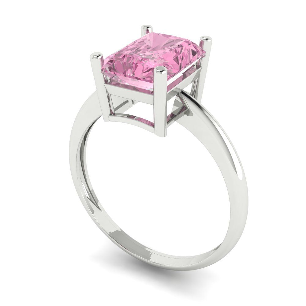 2.5 cttw Zirconia Simulated Pink Diamond Solitaire  Engagement Ring - Solid Gold (VVS1, Radiant Cut,8.5x6.5mm)