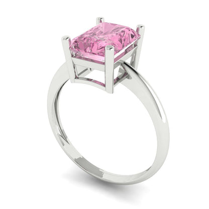 2.5 cttw Zirconia Simulated Pink Diamond Solitaire  Engagement Ring - Solid Gold (VVS1, Radiant Cut,8.5x6.5mm)