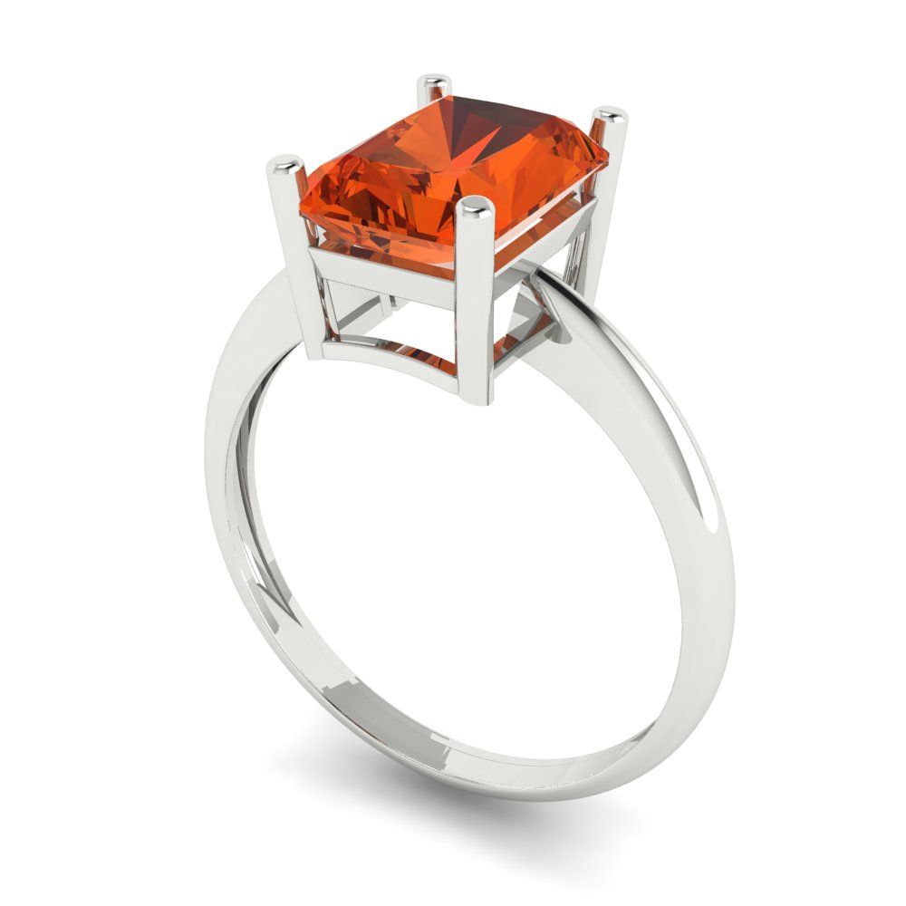 2.5 cttw Zirconia Simulated Red Diamond Solitaire  Engagement Ring - Solid White Gold (VVS1, Radiant Cut,8.5x6.5mm)