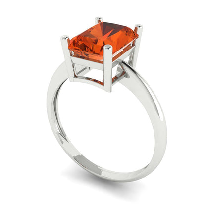 2.5 cttw Zirconia Simulated Red Diamond Solitaire  Engagement Ring - Solid White Gold (VVS1, Radiant Cut,8.5x6.5mm)