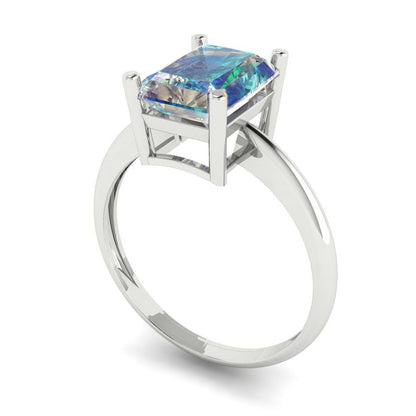2.5 cttw Blue Moissanite Solitaire  Engagement Ring - Solid Gold (Radiant Cut,8.5x6.5mm)