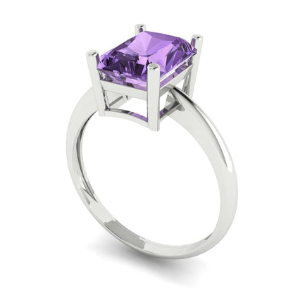 2.5 cttw Simulated Alexandrite Solitaire  Engagement Ring - Solid Gold (Radiant Cut,8.5x6.5mm)