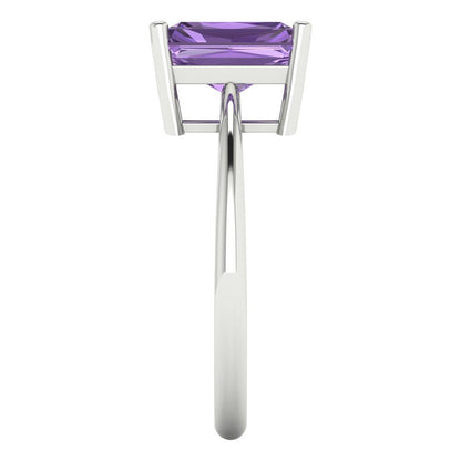 2.5 cttw Simulated Alexandrite Solitaire  Engagement Ring - Solid Gold (Radiant Cut,8.5x6.5mm)