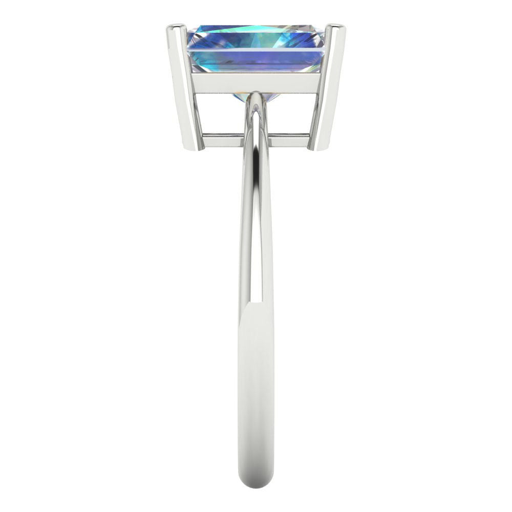 2.5 cttw Blue Moissanite Solitaire  Engagement Ring - Solid Gold (Radiant Cut,8.5x6.5mm)