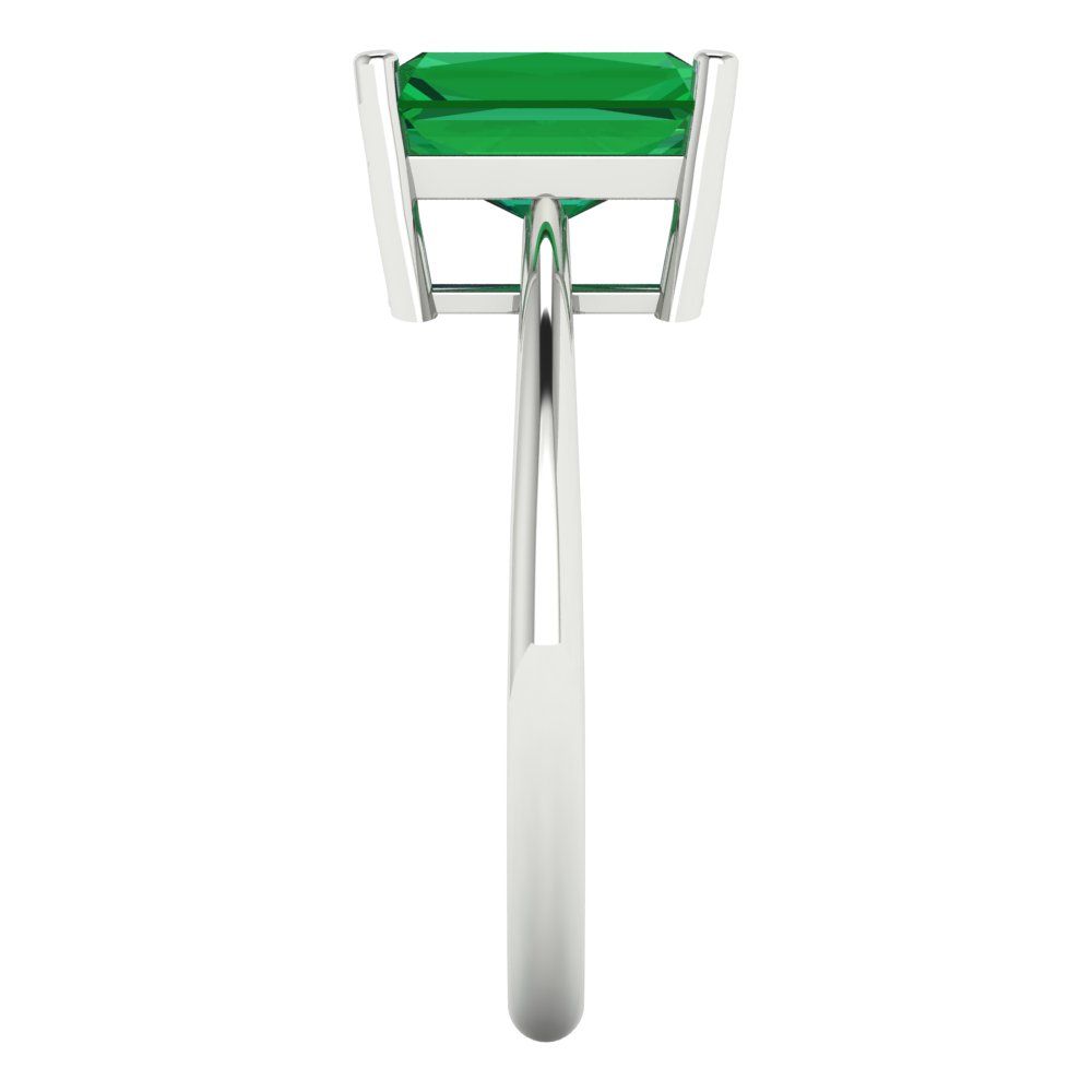 2.5 cttw Simulated Emerald Solitaire  Engagement Ring - Solid White Gold (VVS1, Radiant Cut,8.5x6.5mm)