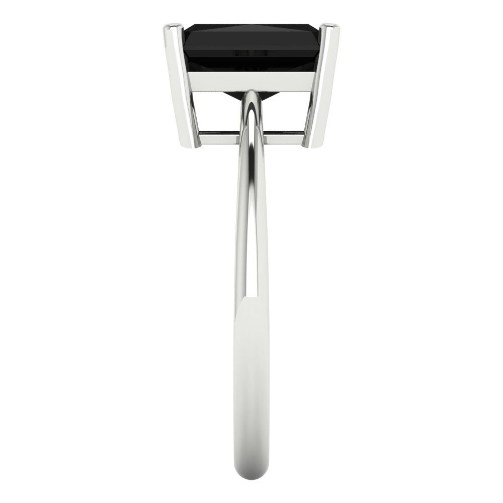 2.5 cttw Natural Onyx Solitaire  Engagement Ring - Solid Gold (Radiant Cut,8.5x6.5mm)