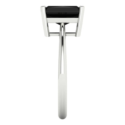 2.5 cttw Natural Onyx Solitaire  Engagement Ring - Solid Gold (Radiant Cut,8.5x6.5mm)