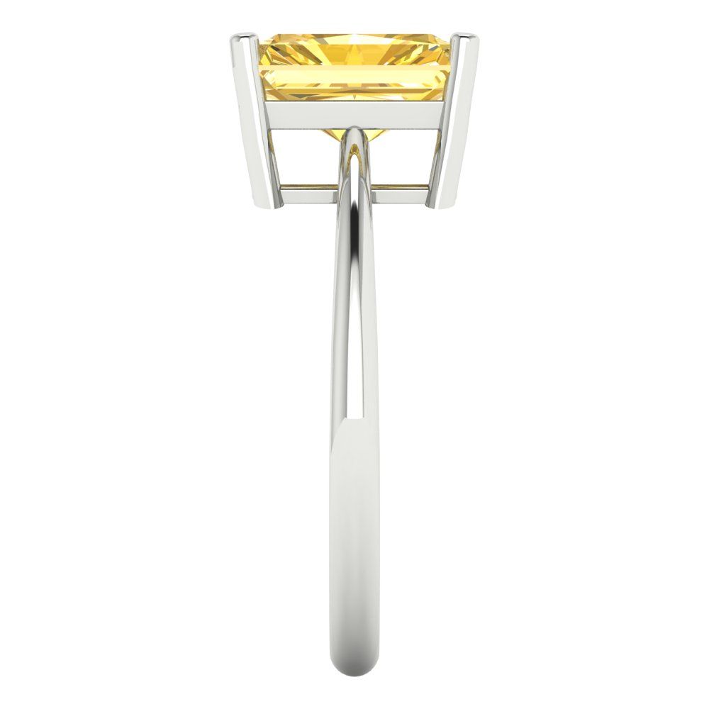 2.5 cttw Zirconia Simulated Yellow Diamond Solitaire  Engagement Ring - Solid Gold (VVS1, Radiant Cut,8.5x6.5mm)