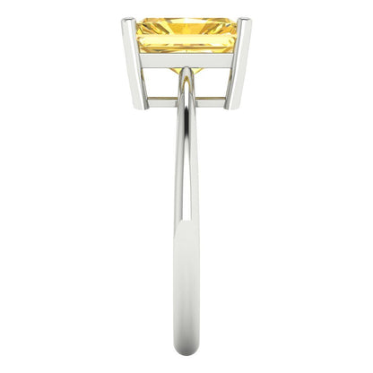 2.5 cttw Zirconia Simulated Yellow Diamond Solitaire  Engagement Ring - Solid Gold (VVS1, Radiant Cut,8.5x6.5mm)