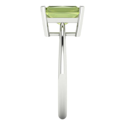 2.5 cttw Natural Peridot Solitaire  Engagement Ring - Solid Gold (Radiant Cut,8.5x6.5mm)