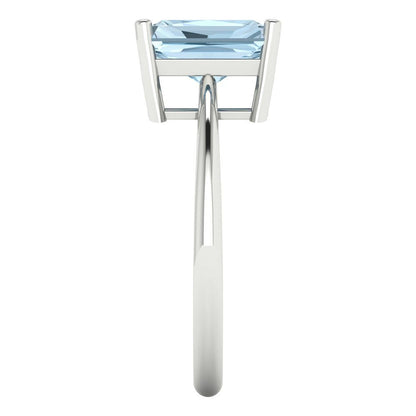 2.5 cttw Zirconia Simulated Blue Diamond Solitaire  Engagement Ring - Solid Gold (VVS1, Radiant Cut,8.5x6.5mm)