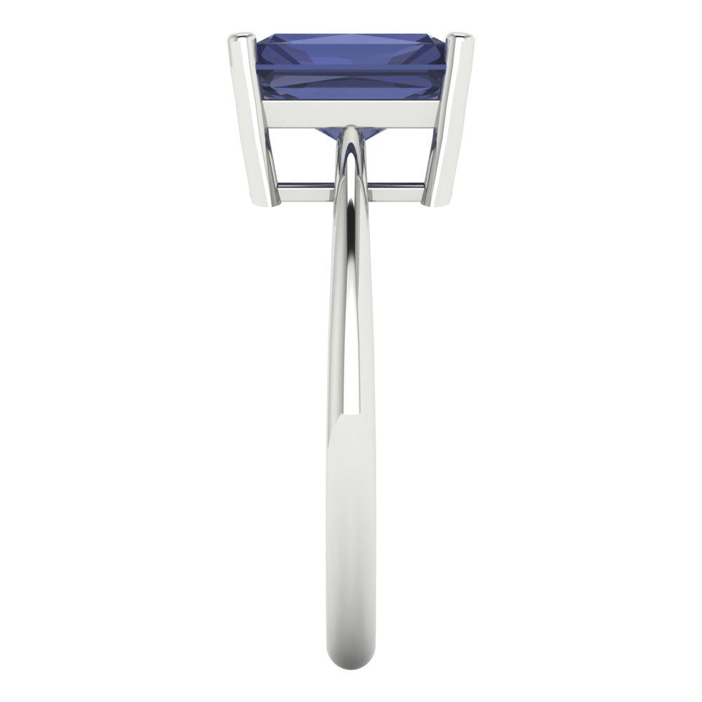 2.5 cttw Simulated Blue Sapphire Solitaire  Engagement Ring - Solid Gold (Radiant Cut,8.5x6.5mm)