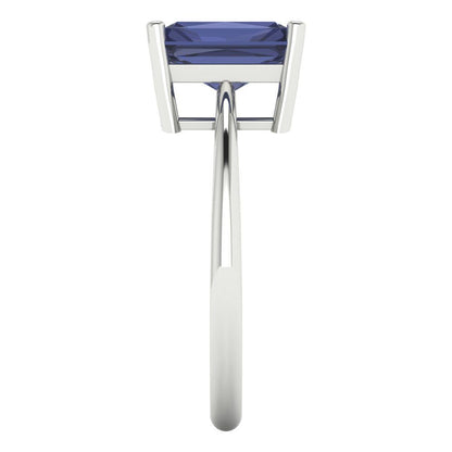 2.5 cttw Simulated Blue Sapphire Solitaire  Engagement Ring - Solid Gold (Radiant Cut,8.5x6.5mm)