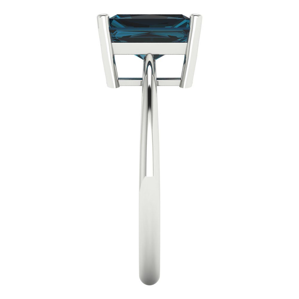 2.5 cttw Natural London Blue Topaz Solitaire  Engagement Ring - Solid Gold (Radiant Cut,8.5x6.5mm)