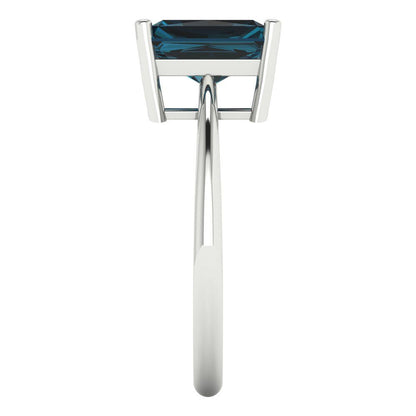 2.5 cttw Natural London Blue Topaz Solitaire  Engagement Ring - Solid Gold (Radiant Cut,8.5x6.5mm)