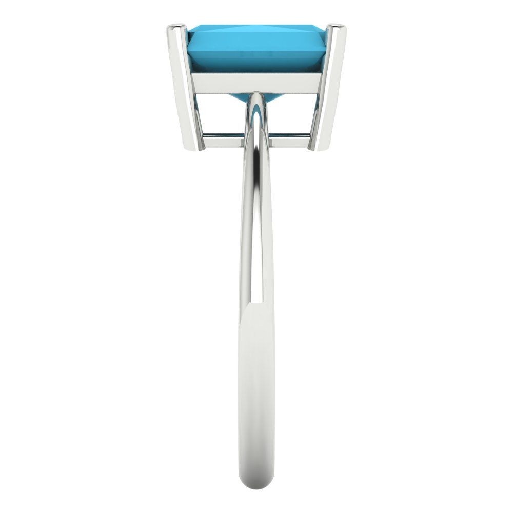 2.5 cttw Simulated Turquoise Solitaire  Engagement Ring - Solid Gold (Radiant Cut,8.5x6.5mm)