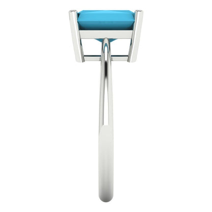 2.5 cttw Simulated Turquoise Solitaire  Engagement Ring - Solid Gold (Radiant Cut,8.5x6.5mm)