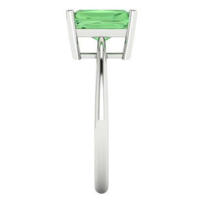 2.5 cttw Zirconia Simulated Green Diamond Solitaire  Engagement Ring - Solid Gold (VVS1, Radiant Cut,8.5x6.5mm)