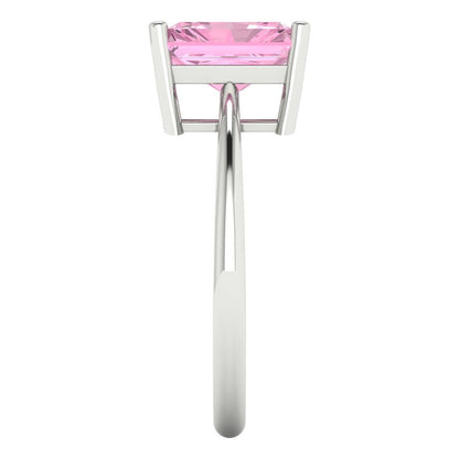 2.5 cttw Zirconia Simulated Pink Diamond Solitaire  Engagement Ring - Solid Gold (VVS1, Radiant Cut,8.5x6.5mm)