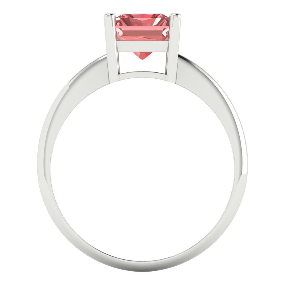 2.5 cttw Natural Garnet Solitaire  Engagement Ring - Solid White Gold (VVS1, Radiant Cut,8.5x6.5mm)