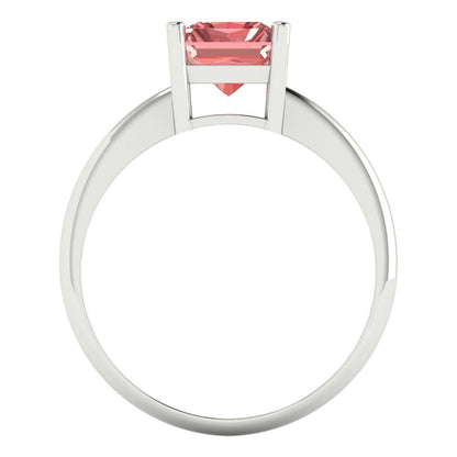 2.5 cttw Natural Garnet Solitaire  Engagement Ring - Solid White Gold (VVS1, Radiant Cut,8.5x6.5mm)