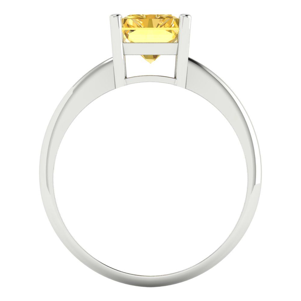 2.5 cttw Zirconia Simulated Yellow Diamond Solitaire  Engagement Ring - Solid Gold (VVS1, Radiant Cut,8.5x6.5mm)