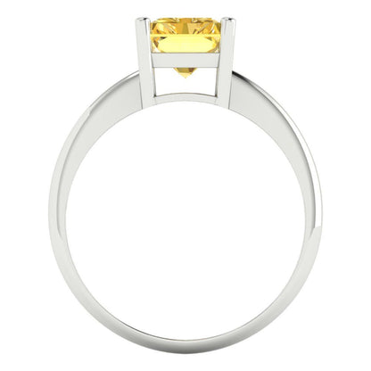 2.5 cttw Zirconia Simulated Yellow Diamond Solitaire  Engagement Ring - Solid Gold (VVS1, Radiant Cut,8.5x6.5mm)