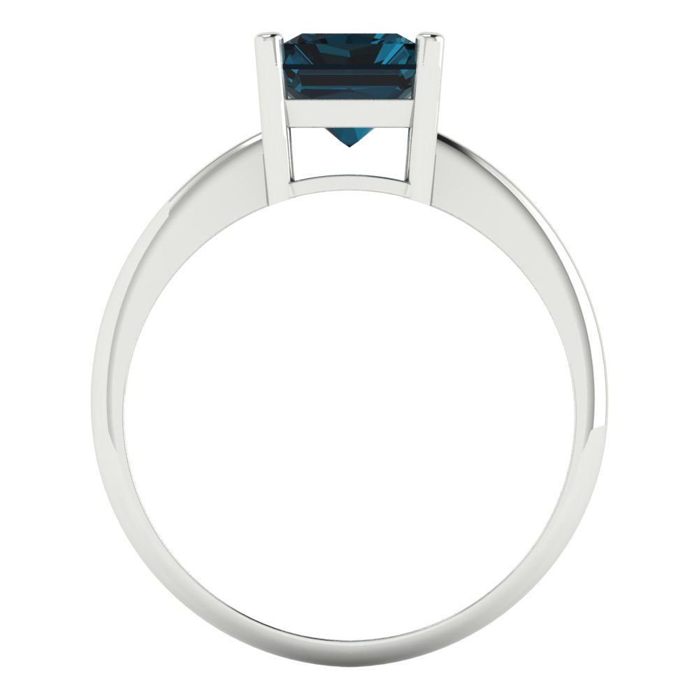 2.5 cttw Natural London Blue Topaz Solitaire  Engagement Ring - Solid Gold (Radiant Cut,8.5x6.5mm)
